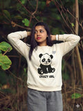 "Crazy Girl" Panda Graphic Sweatshirt - Cream Colour