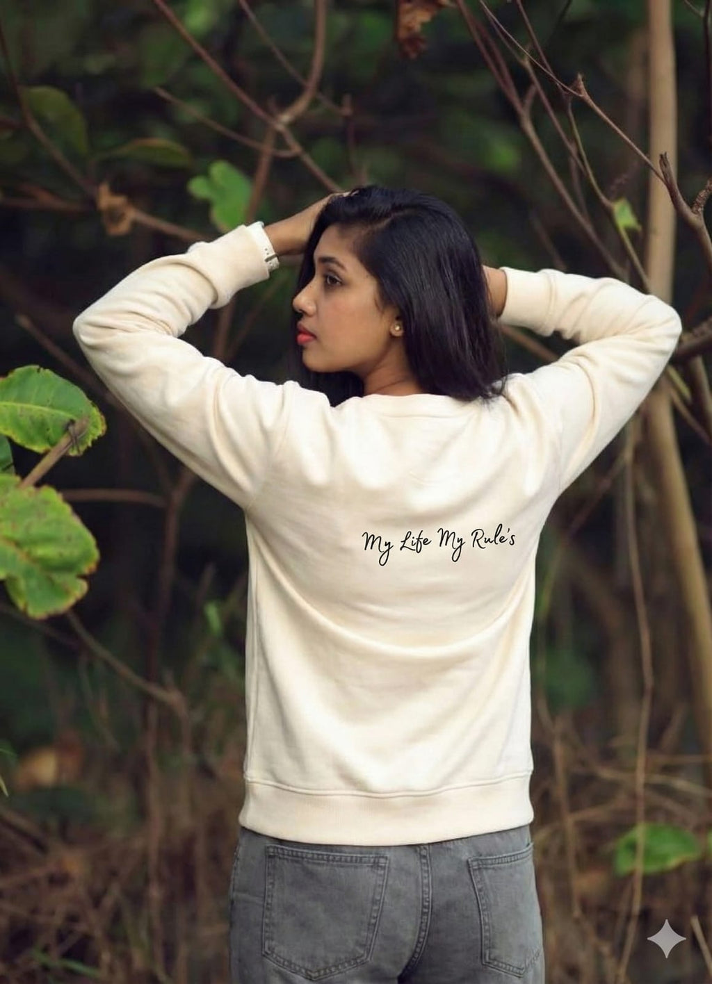 "Crazy Girl" Panda Graphic Sweatshirt - Cream Colour